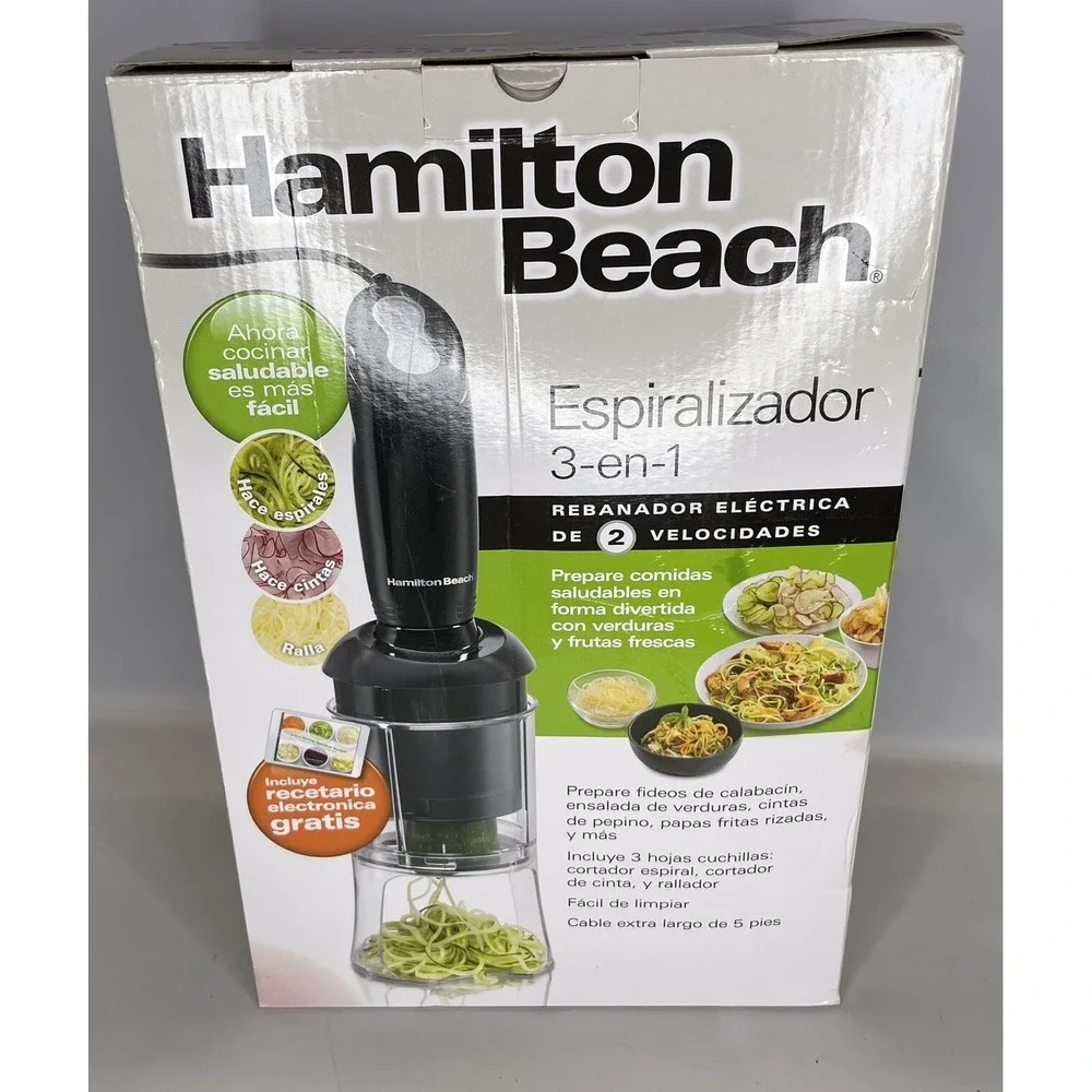 Hamilton Beach 3-in-1 Spiralizer 2 Speed‎ Electric Slicer 59998 - New